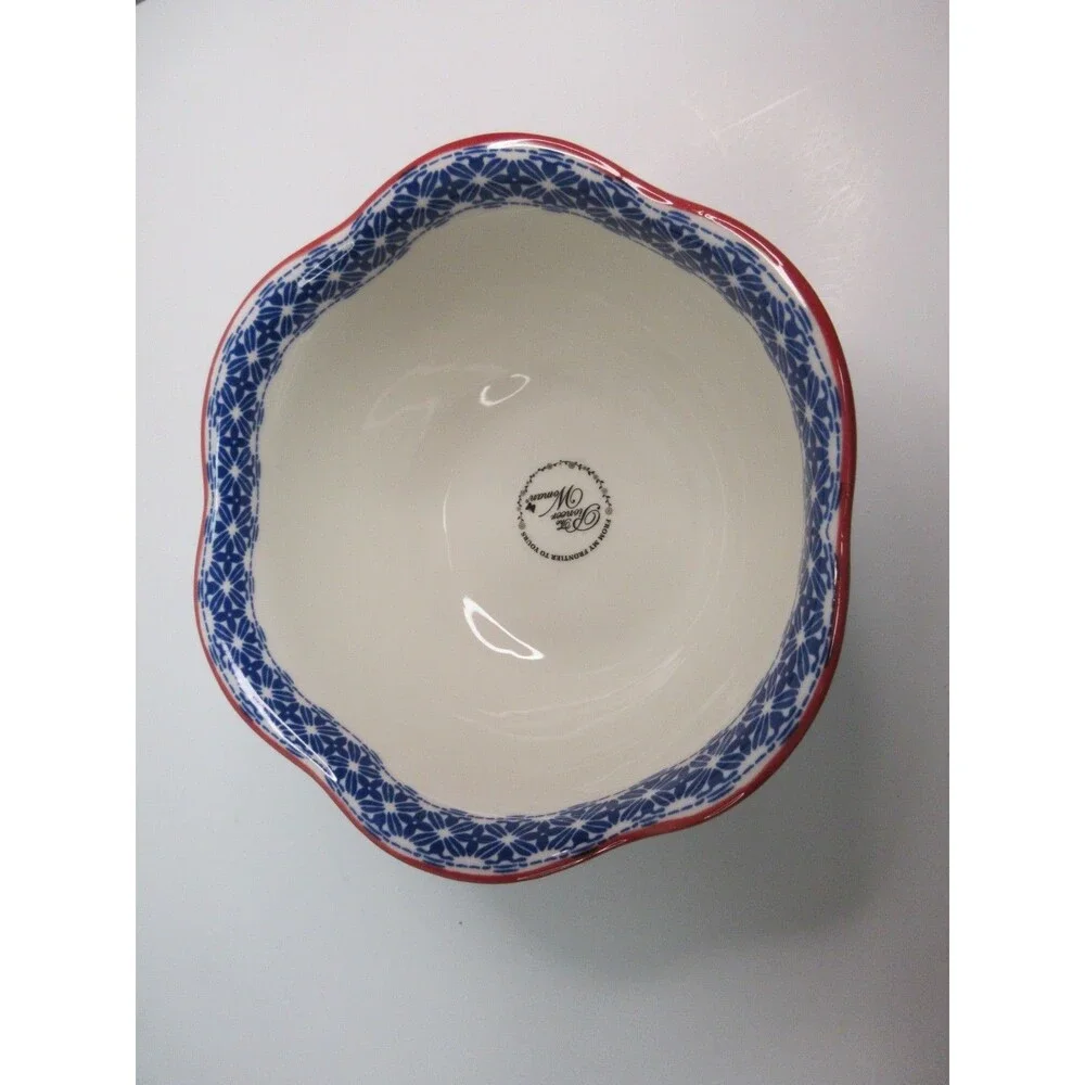 Set of 4 Pioneer Woman Heritage Floral Cereal Bowl Ceramic Red & Blue 6